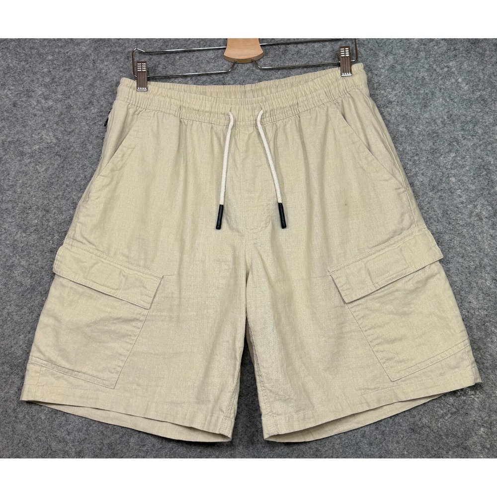 Oas Shorts Mens Medium Beige Cargo Linen Soft Terry Cotton Pockets Sweden